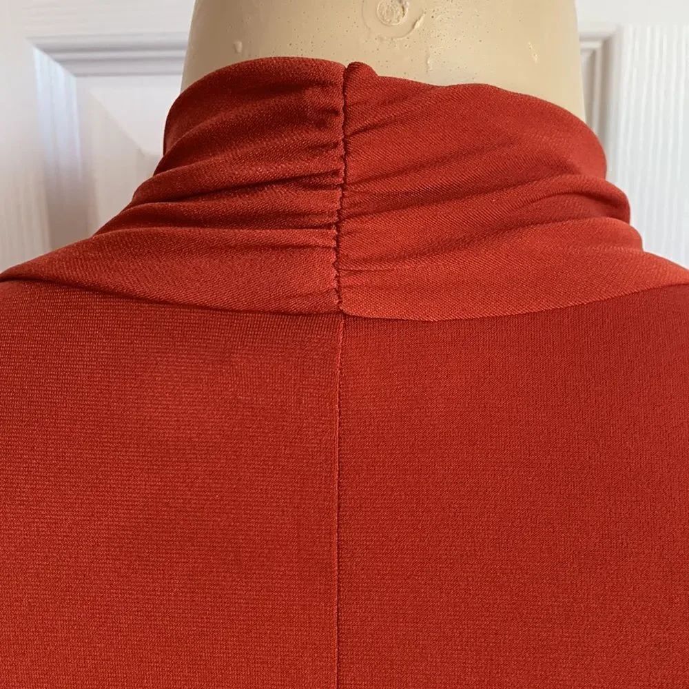 Designer Wrap Ruched Ruched Dress Copper Small Orange - Picture 7 of 9